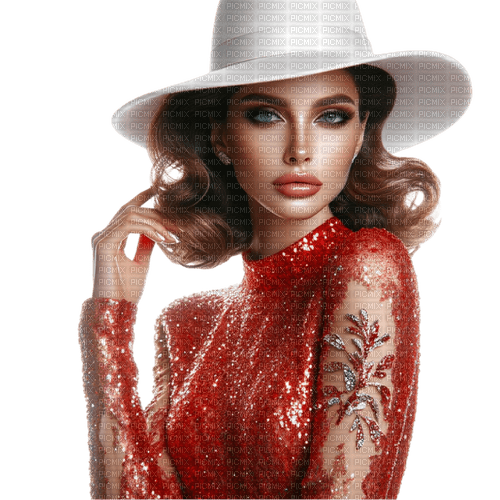 woman fashion white hat red dress - ingyenes png
