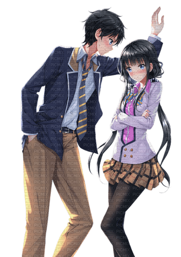 ✶ Anime Couple {by Merishy} ✶, anime , manga , cartoon , couple , girl ,  boy , school , student - Free PNG - PicMix