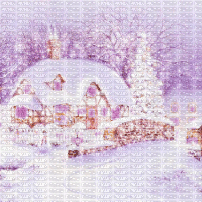 Pink Winter Cottage - GIF animé gratuit