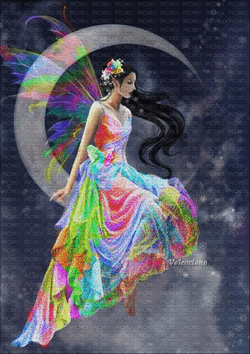 Color-Fairy with Moon. - GIF animé gratuit