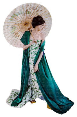 oriental woman umbrella bp - png ฟรี