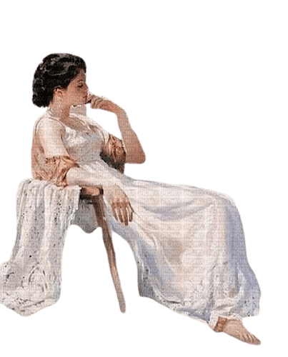 vintage woman sit - darmowe png