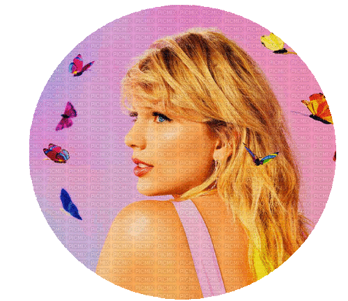 TAYLOR SWIFT, taylor , swift , catbunny1987 , music , singer , lover , pink  , yellow , purple , blue , green , orange , red , black , circle , animation  , animated , girl , woman , butterfly , butterflies - Free animated GIF -  PicMix