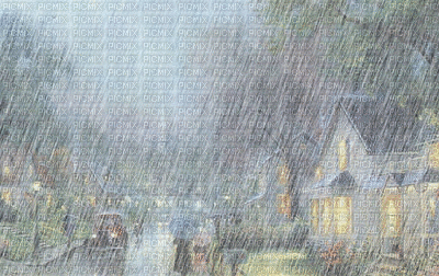 Дождь в городе - Бесплатный анимированный гифка