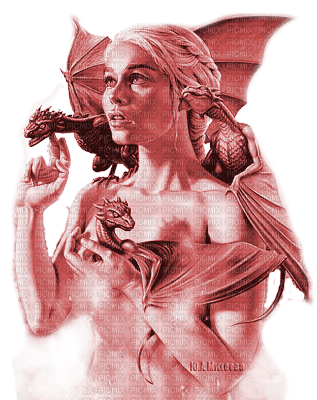 Y.A.M._Fantasy woman dragon red - PNG gratuit