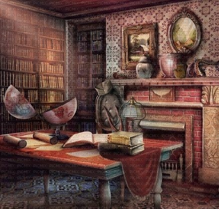 library study fantasy room background - png ฟรี