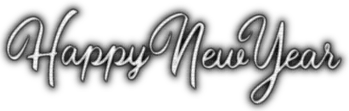 Happy New Year.Text.White.Black - KittyKatLuv65 - 免费PNG