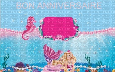 image encre bon anniversaire sirene perles couleur hippocampe effet Barbie  edited by me - бесплатно png