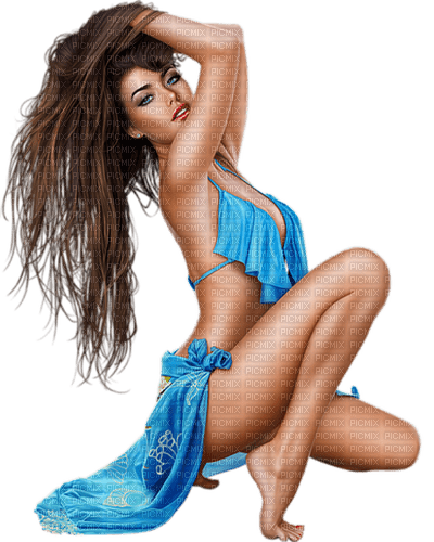 femme bleu - Free PNG