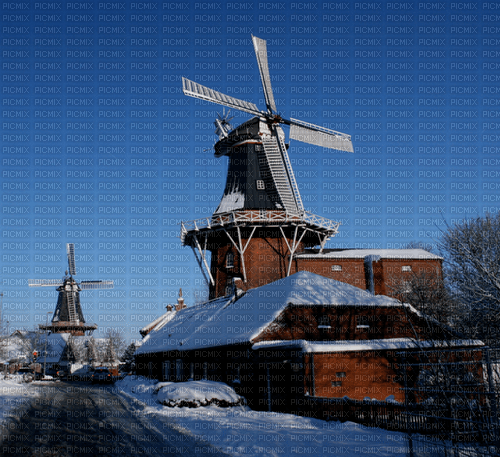 Rena Hintergrund Background Winter Windmühle - zadarmo png
