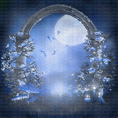 soave background animated garden fantasy night - 免费动画 GIF