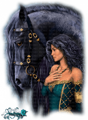 woman and horse - png gratuito