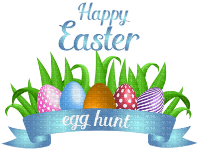 Kaz_Creations Easter Deco Text Logo Happy Easter Egg Hunt - gratis png
