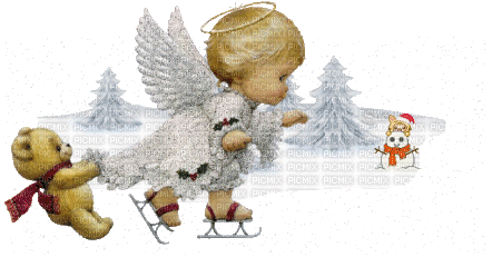 Little Angel with Teddy - Free animated GIF
