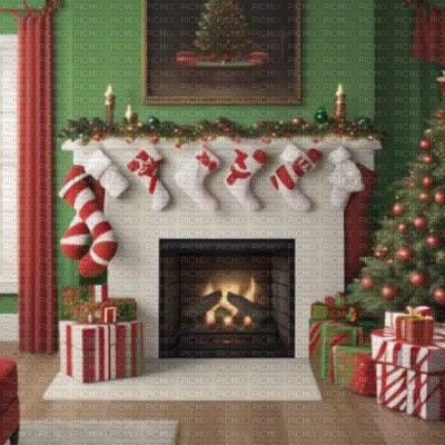Festive Fireplace - Free PNG