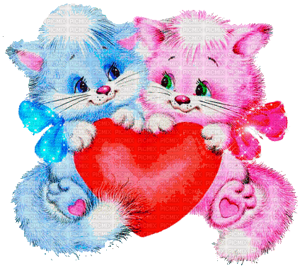 valentine cats by nataliplus - Бесплатный анимированный гифка