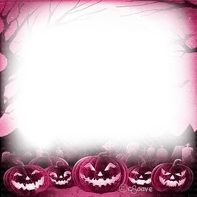 soave frame halloween pumpkin tree forest pink - PNG gratuit