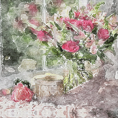 kikkapink background spring  flowers vase rose - GIF animasi gratis