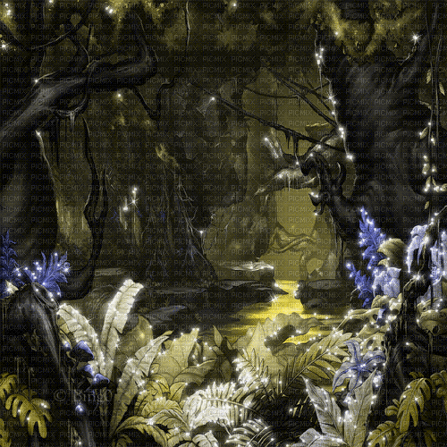 Y.A.M._Fantasy jungle forest background - GIF animado grátis