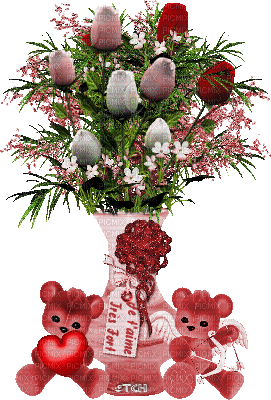 flouer, rose, gif bear. - Animovaný GIF zadarmo