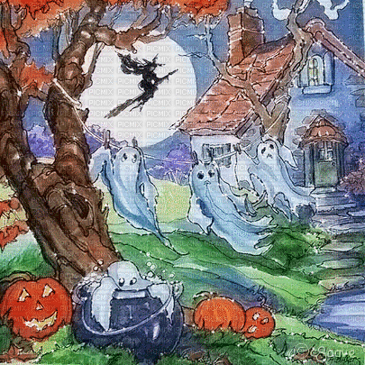 soave background animated vintage halloween house - Zdarma animovaný GIF