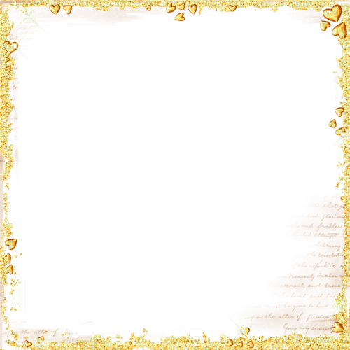 Gold Hearts and Glitter Frame - PNG gratuit