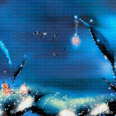 soave background animated fantasy night blue - 無料のアニメーション GIF