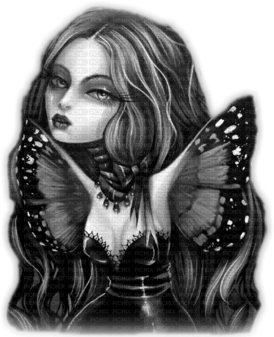 soave gothic woman doll surreal  black white - фрее пнг