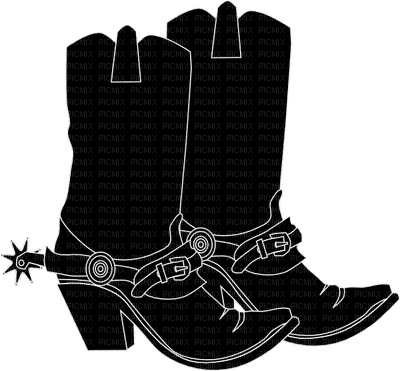 Black Cowboy Boots With Spur - gratis png