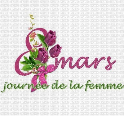 8 mars journée de la femme mot et fleurs - gratis png