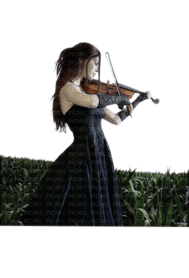 woman with violin bp - png ฟรี