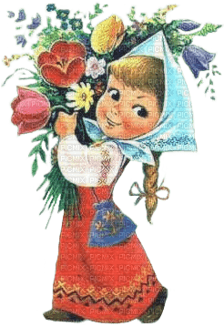 девочка и цветы  , Karina10rus - фрее пнг