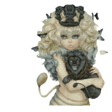 Fille Art Lion Beige Noir:) - Gratis animeret GIF