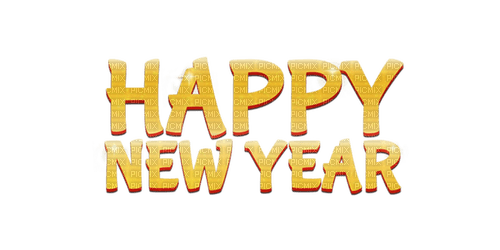 Happy New Year.Text.Yellow.Victoriabea - png grátis