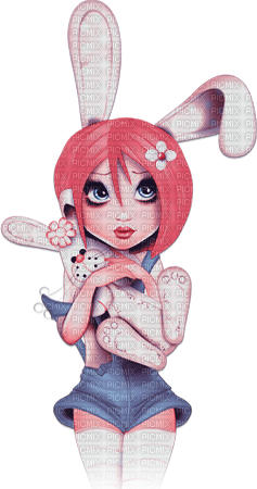 soave woman girl painting easter spring ears bunny - 免费PNG