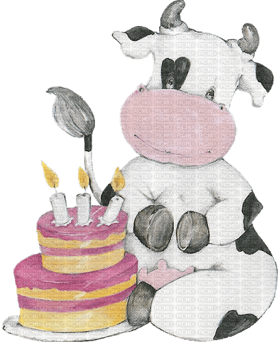 kikkapink deco scrap birthday cake cow - PNG gratuit
