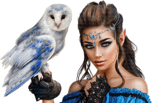 fantasy woman with owl by nataliplus - 免费PNG