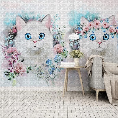White Cats Mural Room - Free PNG