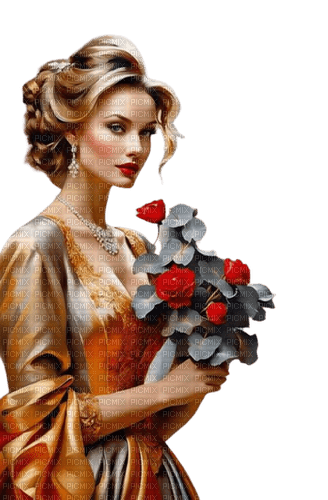 Woman. Roses. Leila - gratis png