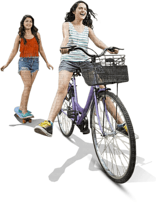 woman with bicycle bp - gratis png