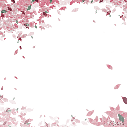 soave frame autumn deco leaves pink green - PNG gratuit