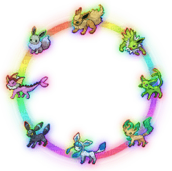 eeveelutions rainbow circle frame - png gratuito