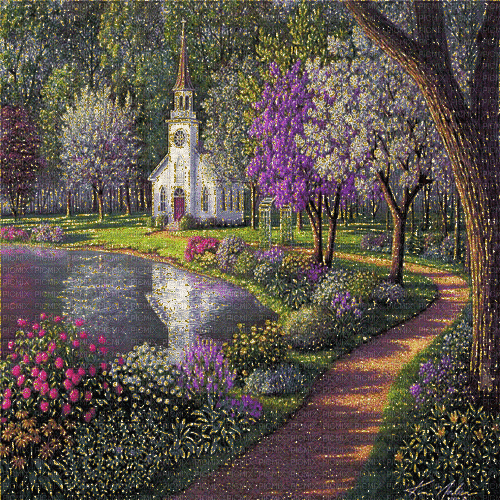 fondo iglesia jardin gif dubravka4 - Безплатен анимиран GIF