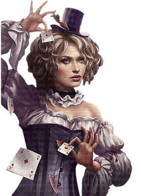 woman playing cards bp - PNG gratuit