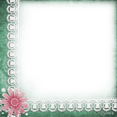 soave frame vintage flowers lace pink green - Free PNG