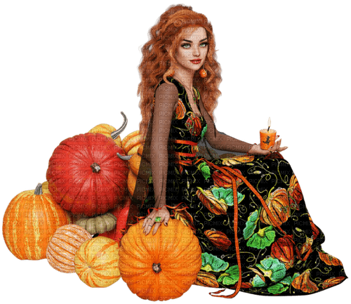 autumn halloween woman kikkapink - PNG gratuit