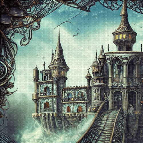kikkapink background steampunk castle - png gratuito