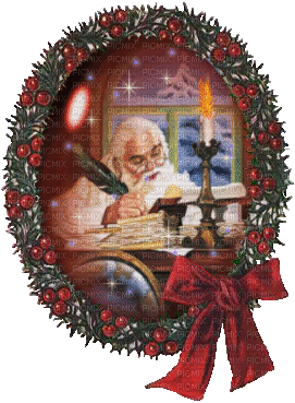 minou-ani-christmas-wreath-santa-deco - Animovaný GIF zadarmo