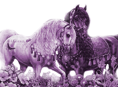 Y.A.M._Fantasy animals horses purple - ücretsiz png