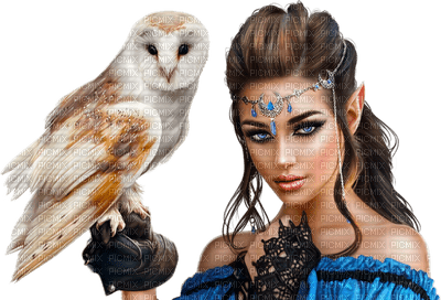 woman with owl bp - png gratis